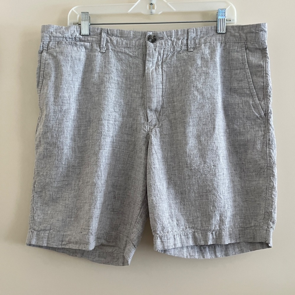 Goodfellow & Co Linden Flat Front Shorts 38 Heather Gray Linen Cotton Coastal
